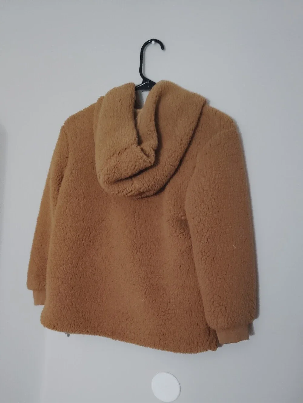 Cozy Girls Sherpa Fleece Jacket Tan Bear Hooded Coat Size L (10)12)